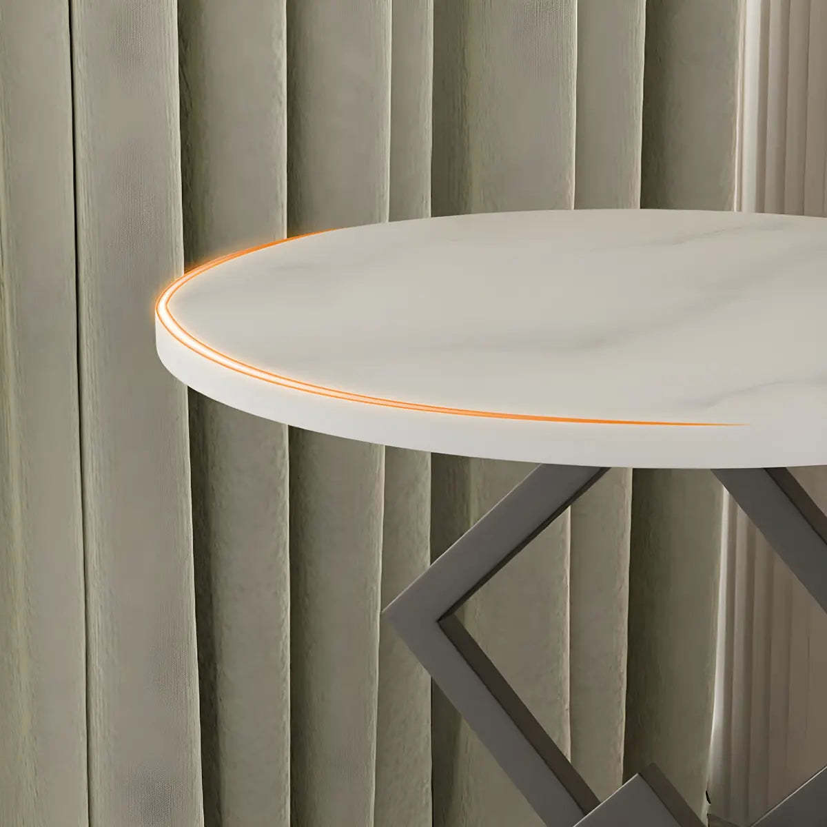 Geometric Marble Black Steel Pedestal Side Table — Black-White / 1