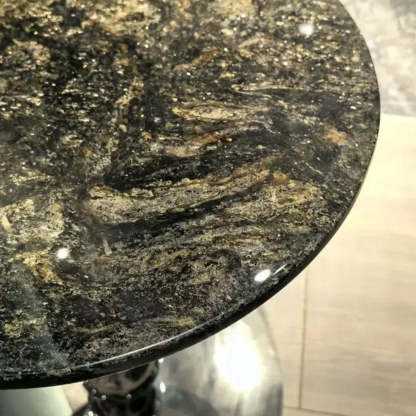 Artistic Marble Top Silver Ball Pedestal Side Table