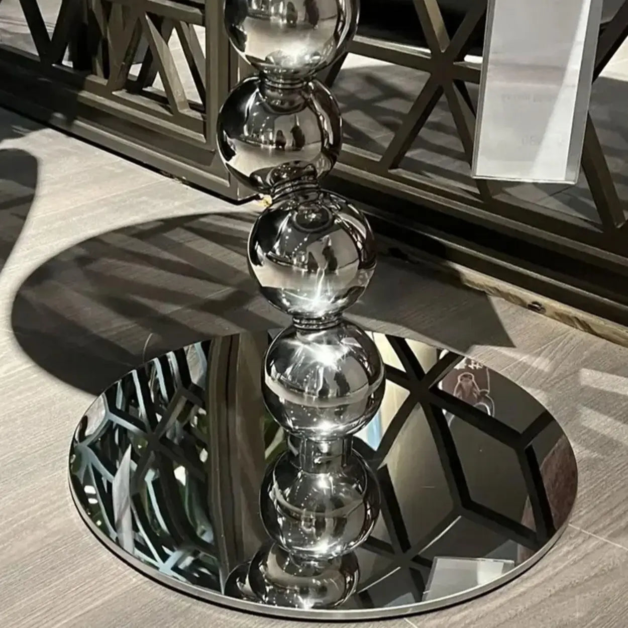 Artistic Marble Top Silver Ball Pedestal Side Table