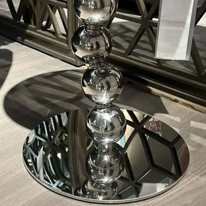 Artistic Marble Top Silver Ball Pedestal Side Table