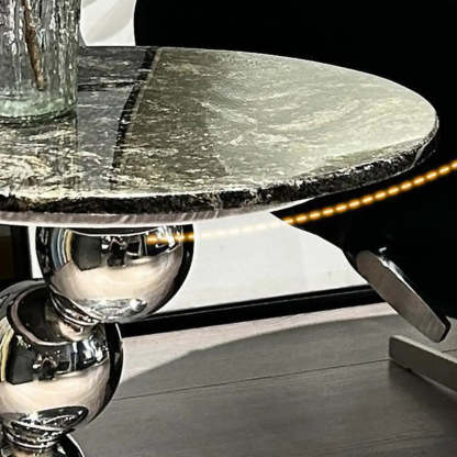 Artistic Marble Top Silver Ball Pedestal Side Table