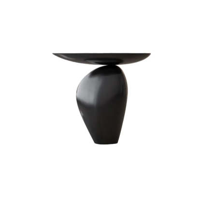 Artistic Sculptural Abstract Oval Side Table — Walnut