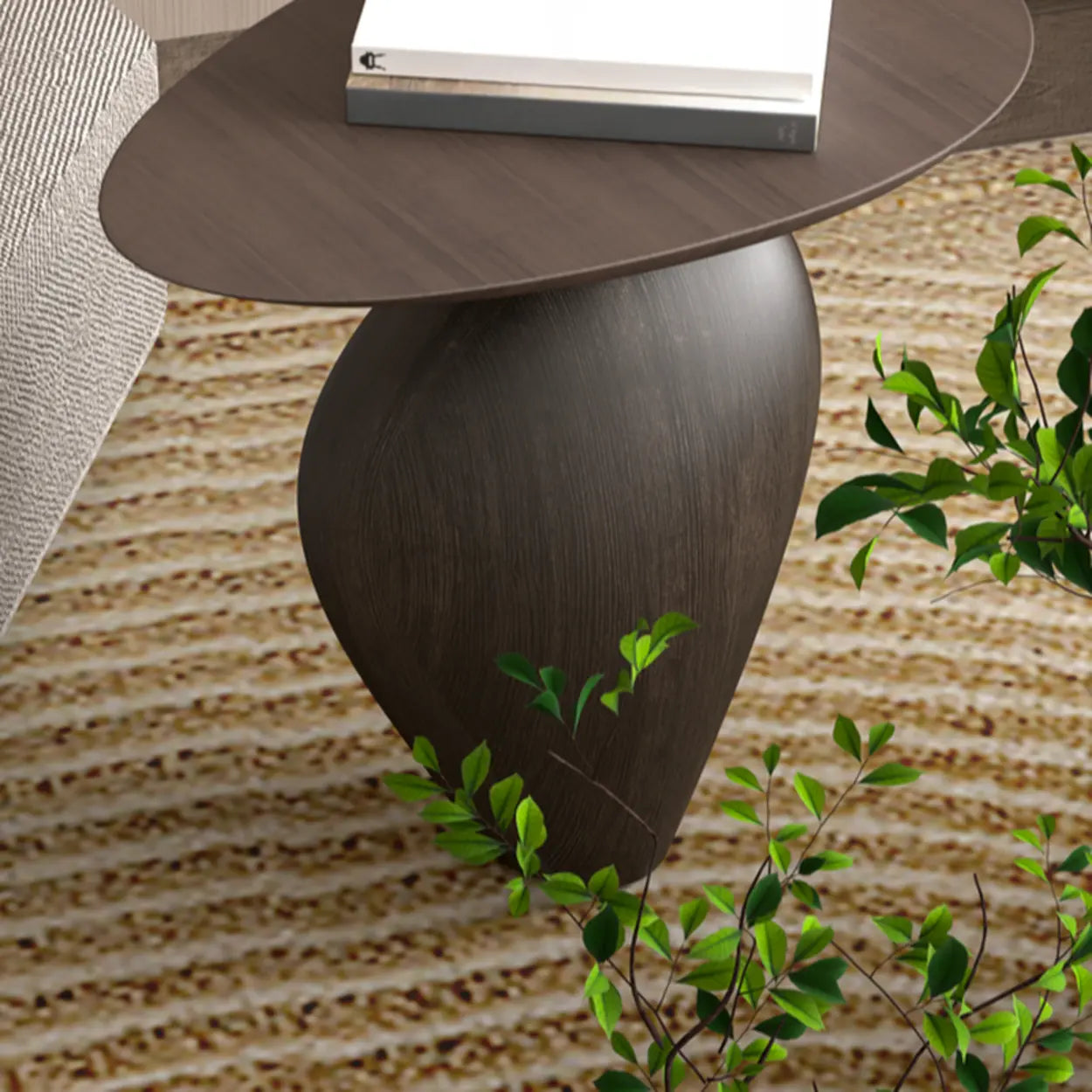 Artistic Sculptural Abstract Oval Side Table