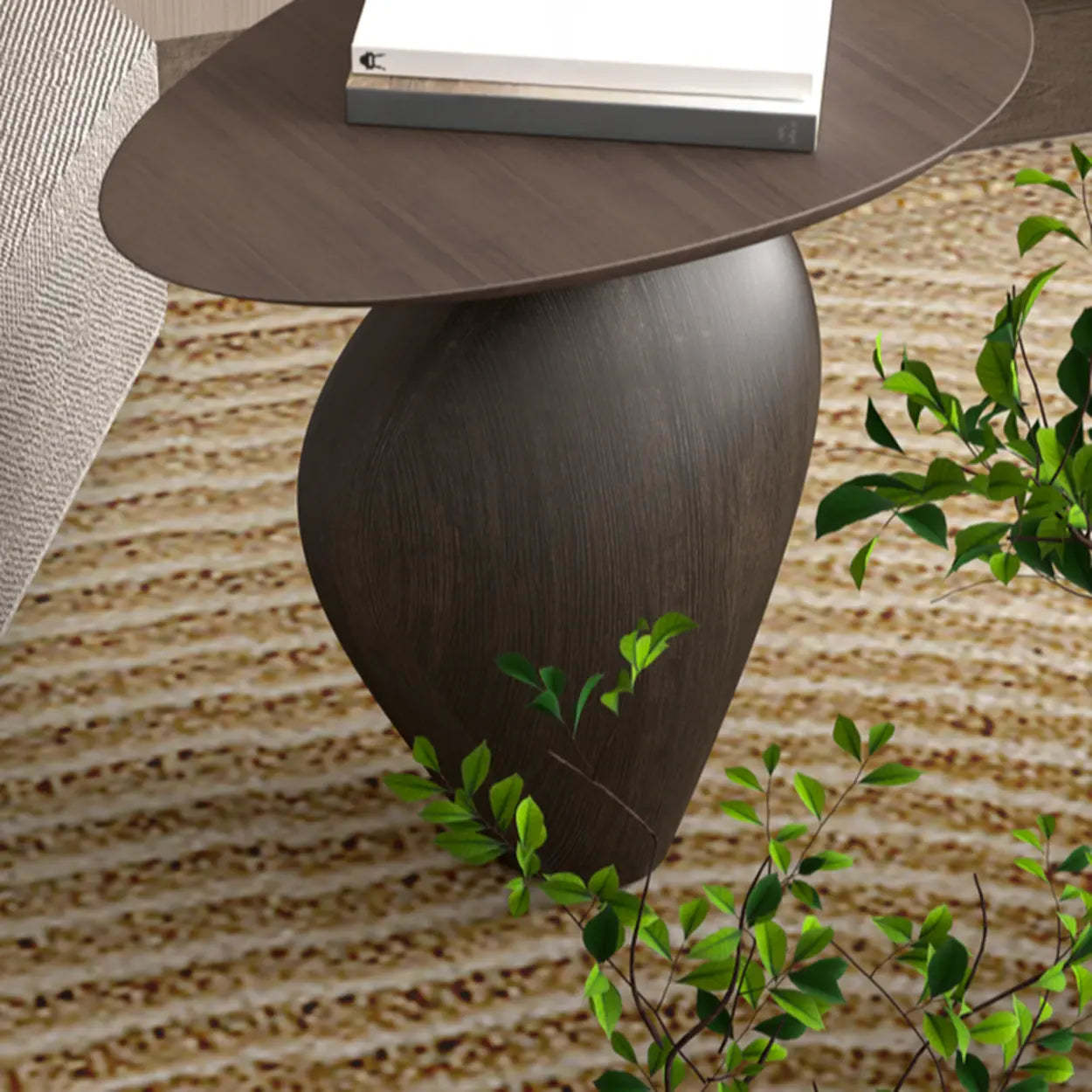 Artistic Sculptural Abstract Oval Side Table