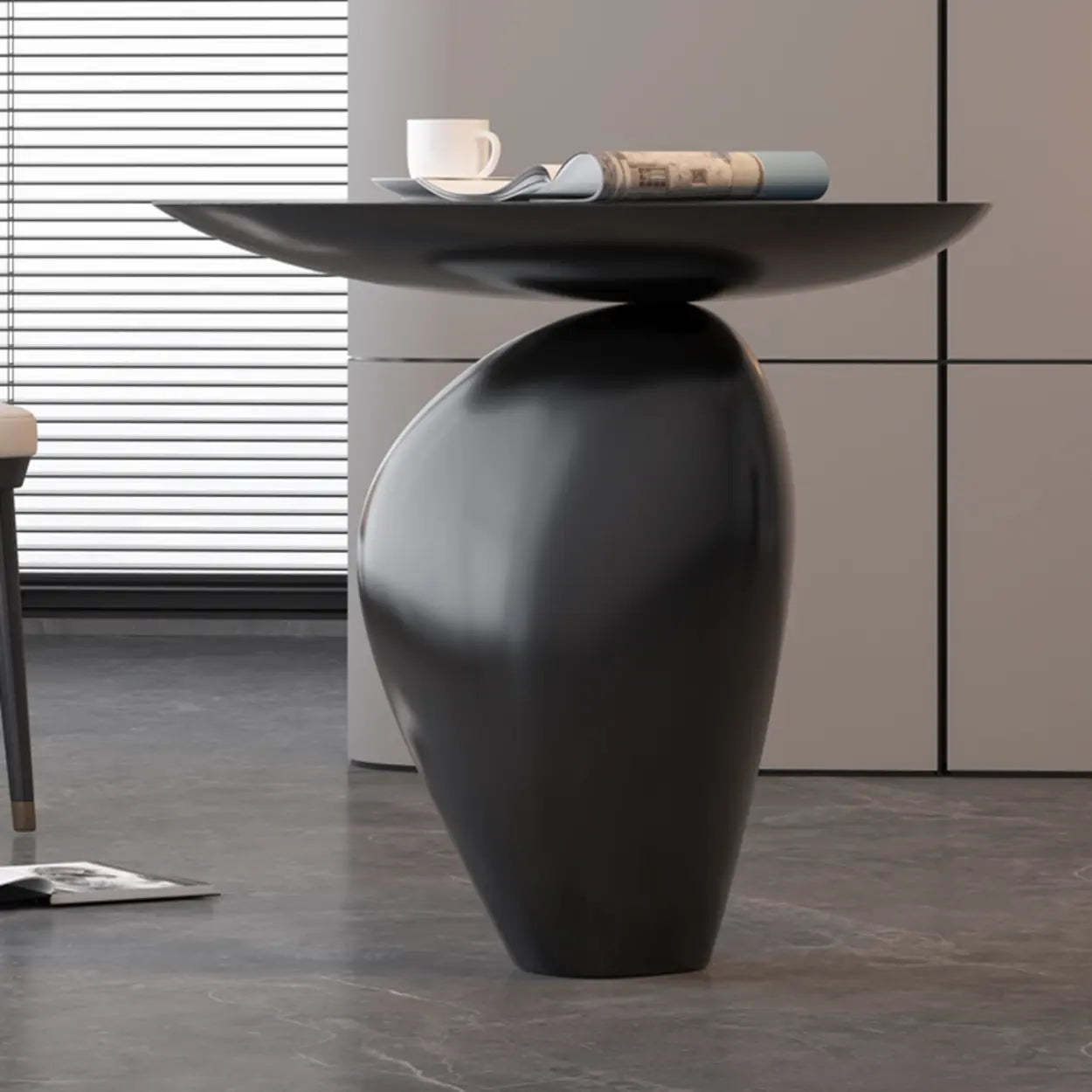 Artistic Sculptural Abstract Oval Side Table
