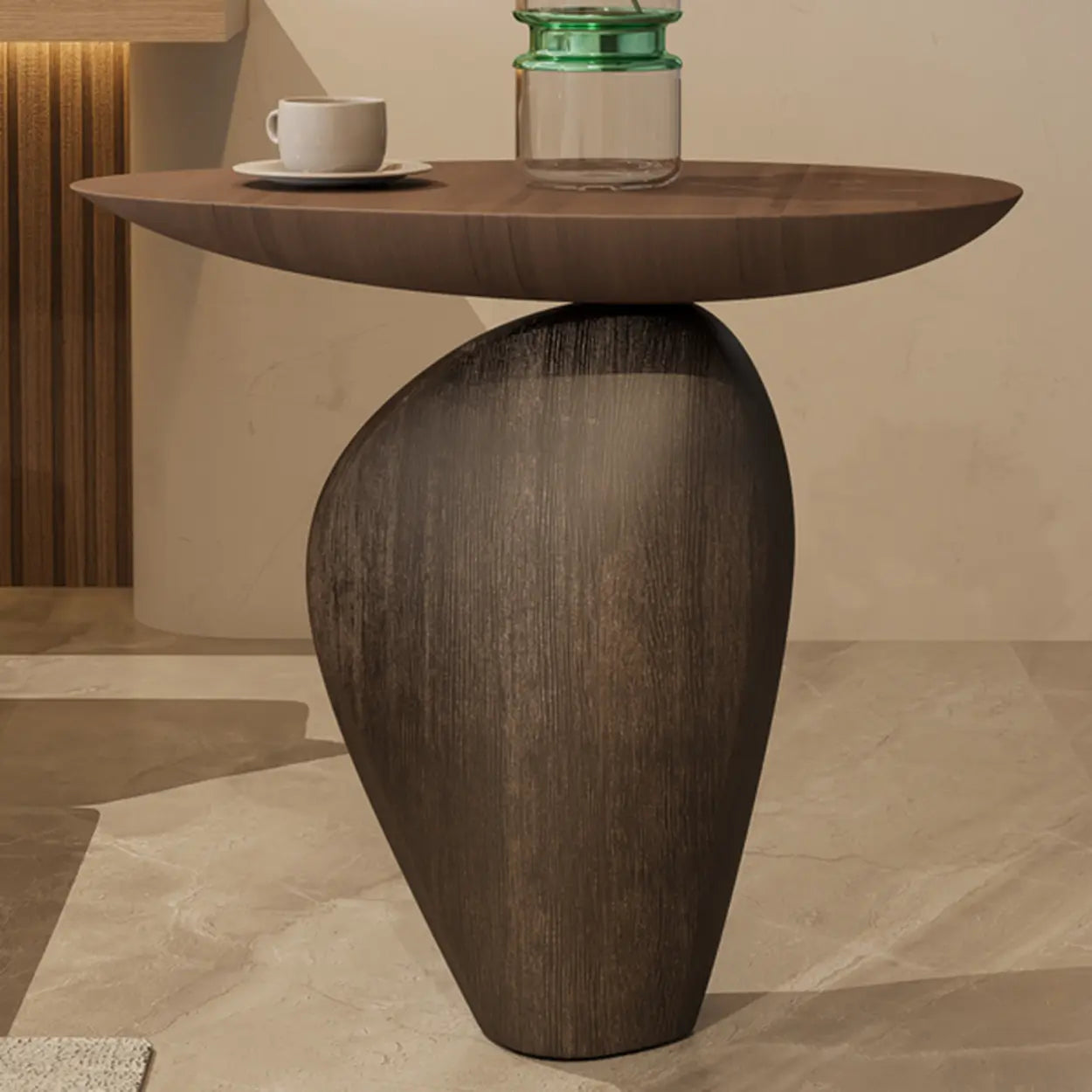 Artistic Sculptural Abstract Oval Side Table