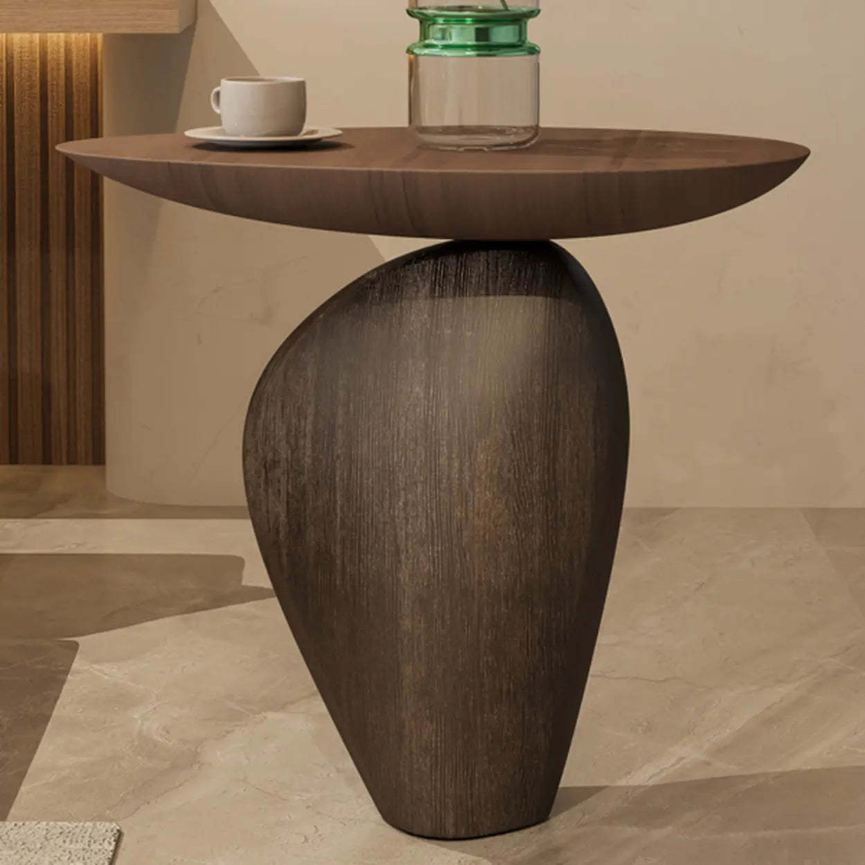 Artistic Sculptural Abstract Oval Side Table