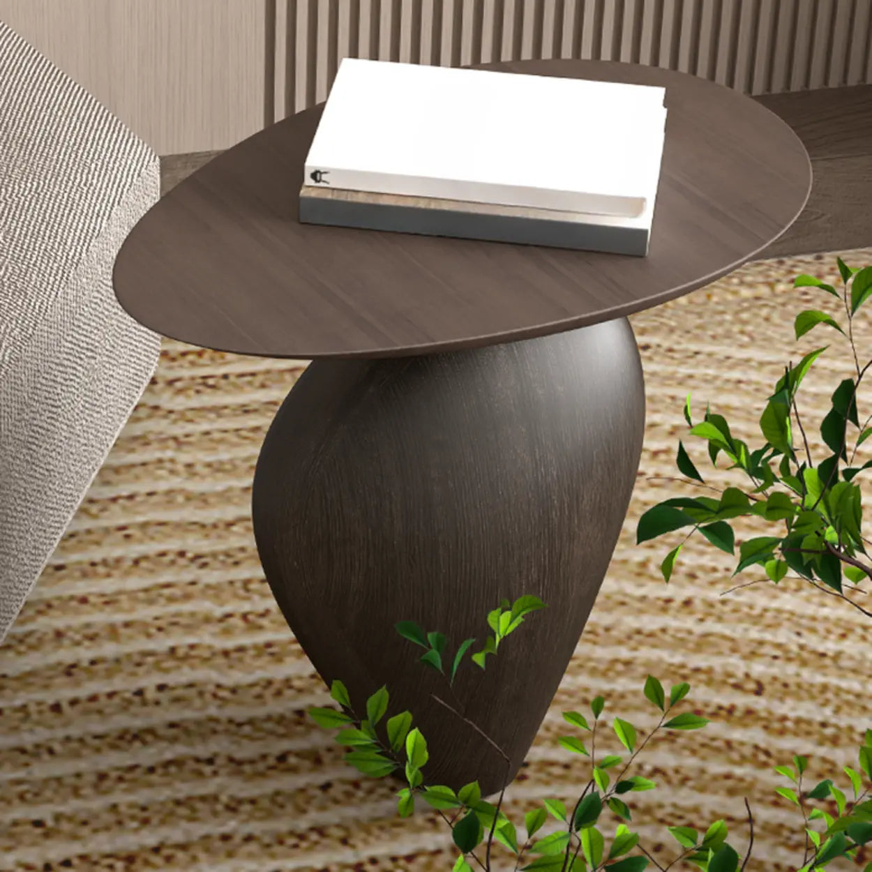 Artistic Sculptural Abstract Oval Side Table