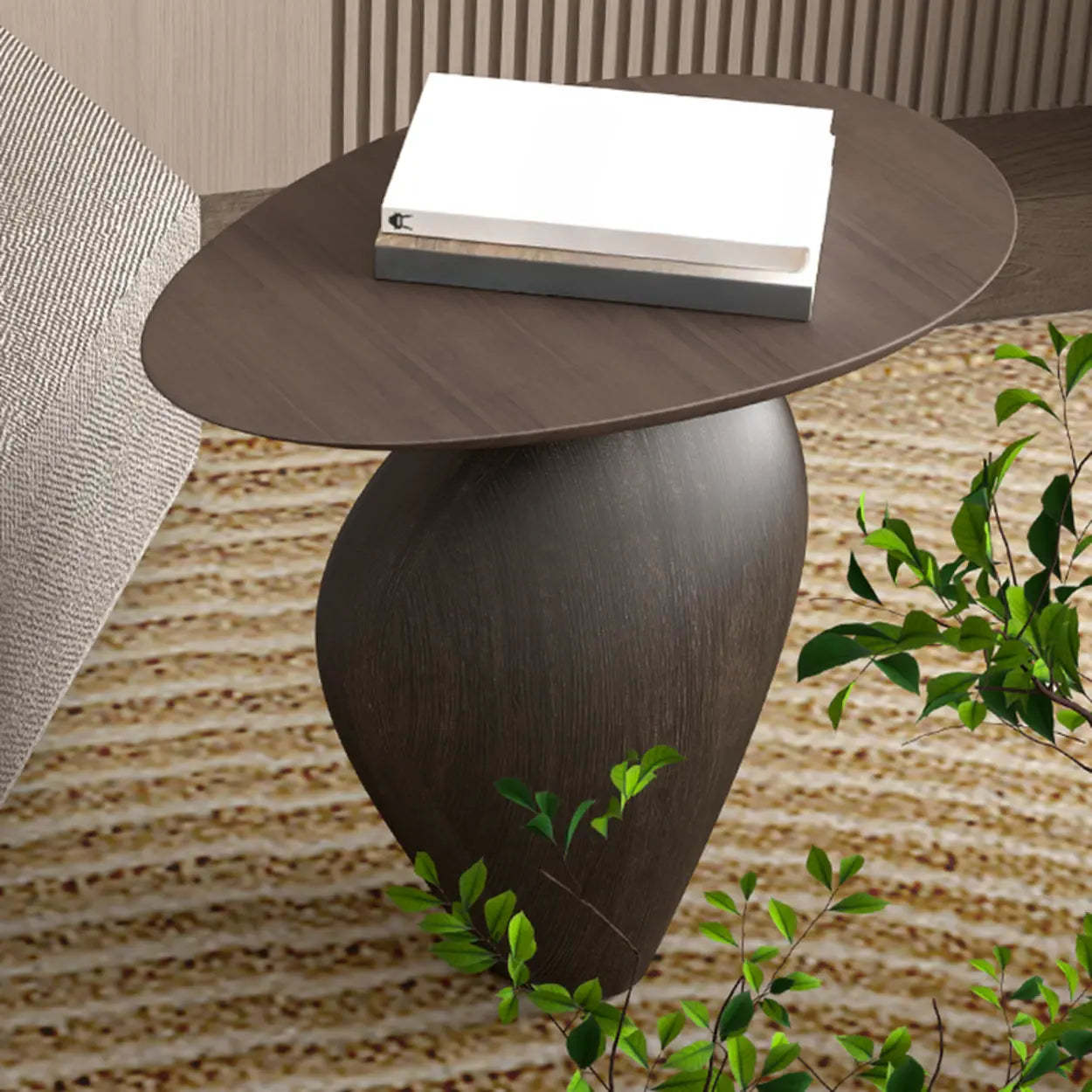 Artistic Sculptural Abstract Oval Side Table
