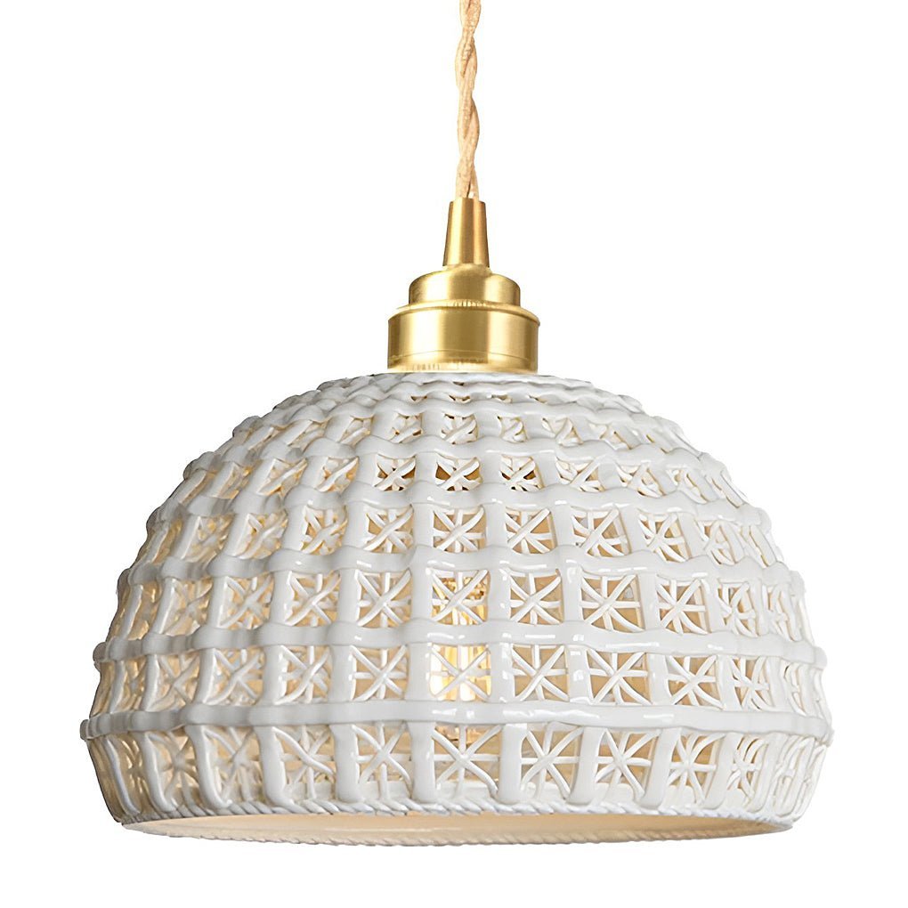 Artistic Semi-Globe Ceramic Copper Modern Pendant Light