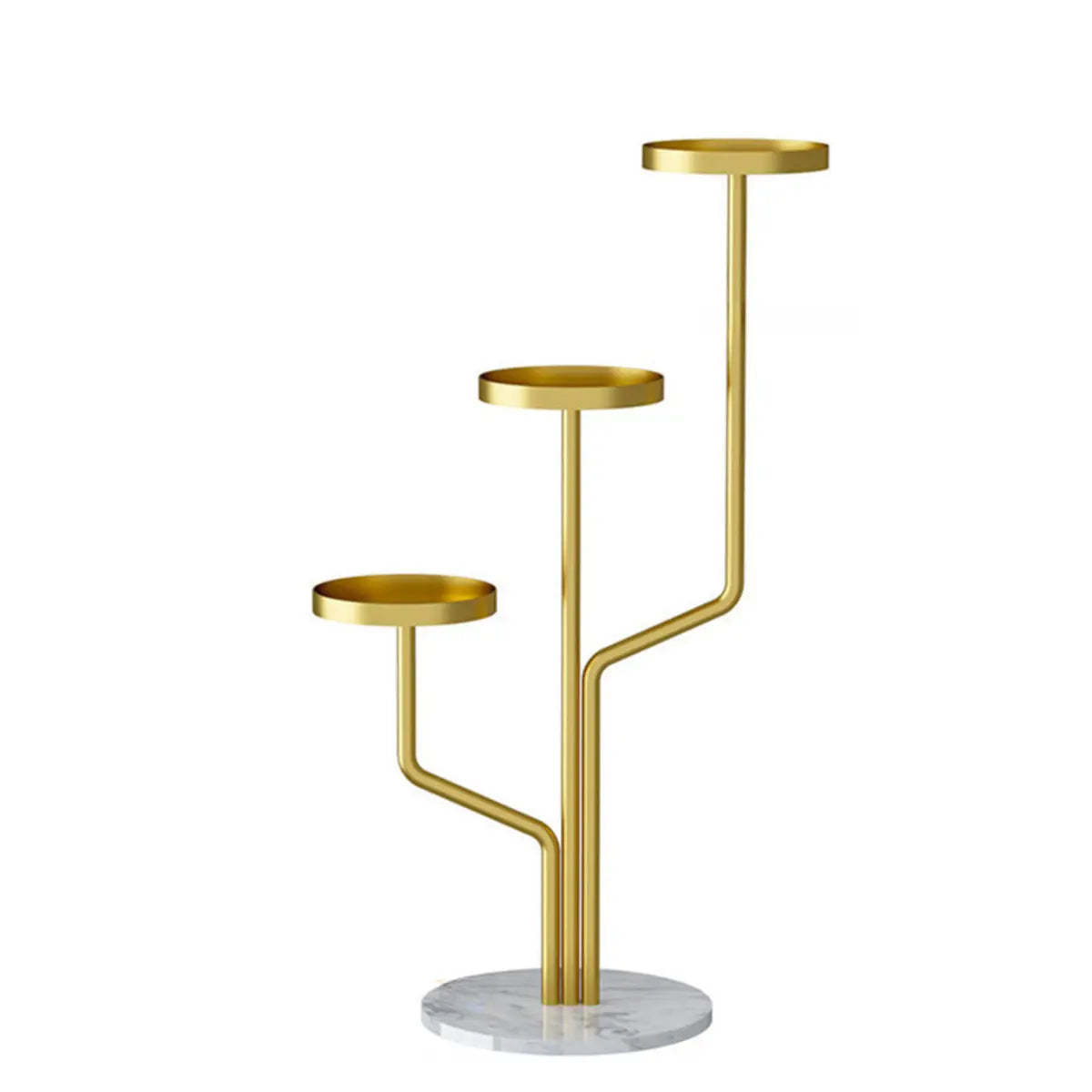 Artistic Tree-Shape Tiered Gold Metal Plant Stand — Rose Gold/ White