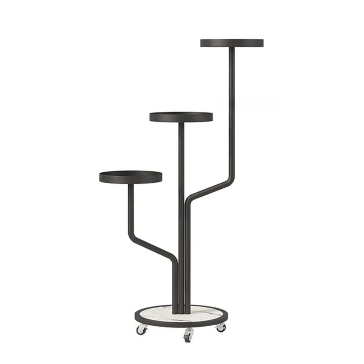Artistic Tree-Shape Tiered Gold Metal Plant Stand — Black-White