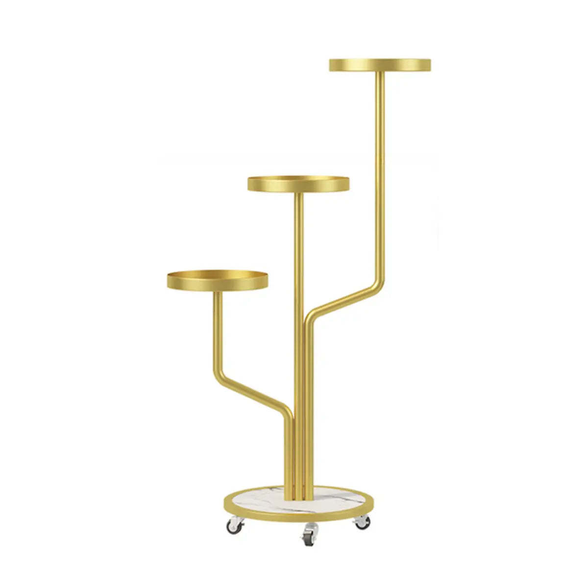 Artistic Tree-Shape Tiered Gold Metal Plant Stand — Rose Gold/ White
