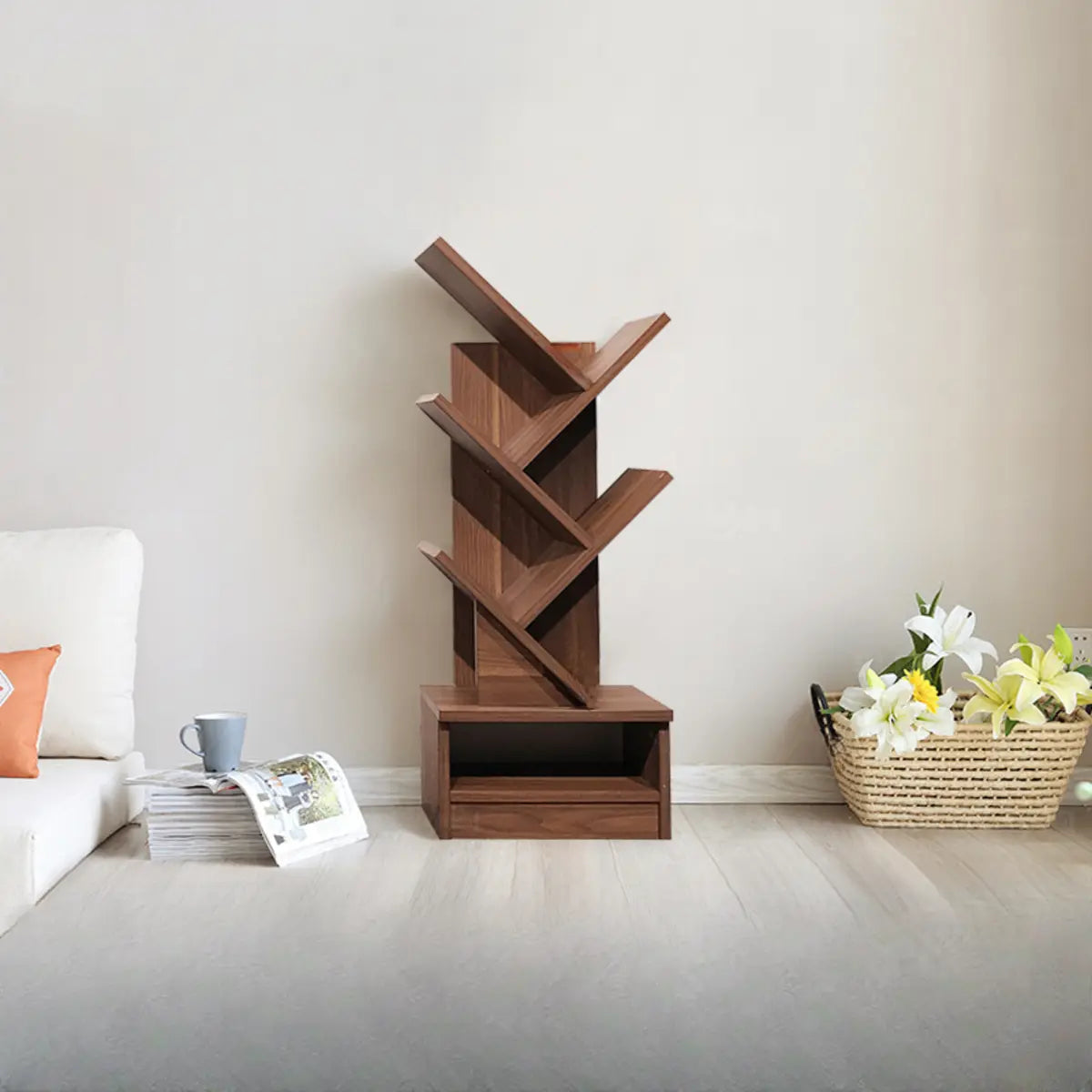 Artistic Tree-Shape Wood Display Bookcase