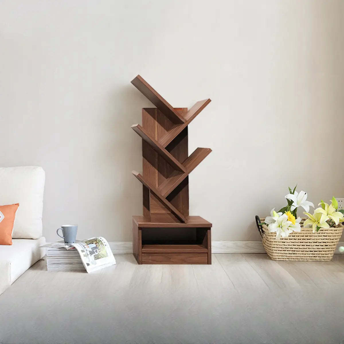 Lighom display artistic wood bookcases for entryway — 5 Shelves