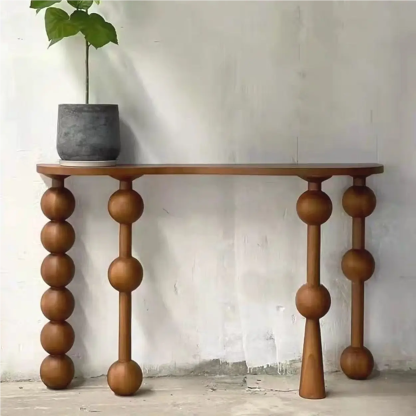 Turned-Leg Wood Entry Console Table — Black