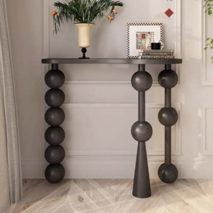 Entry turned-leg wood end & side tables for entryway — 47"L x 14"W x 35"H / Black