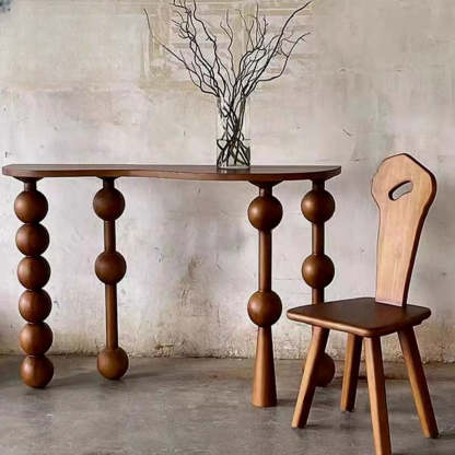 Traditional turned-leg entry wood end & side tables — 47"L x 14"W x 35"H / Walnut
