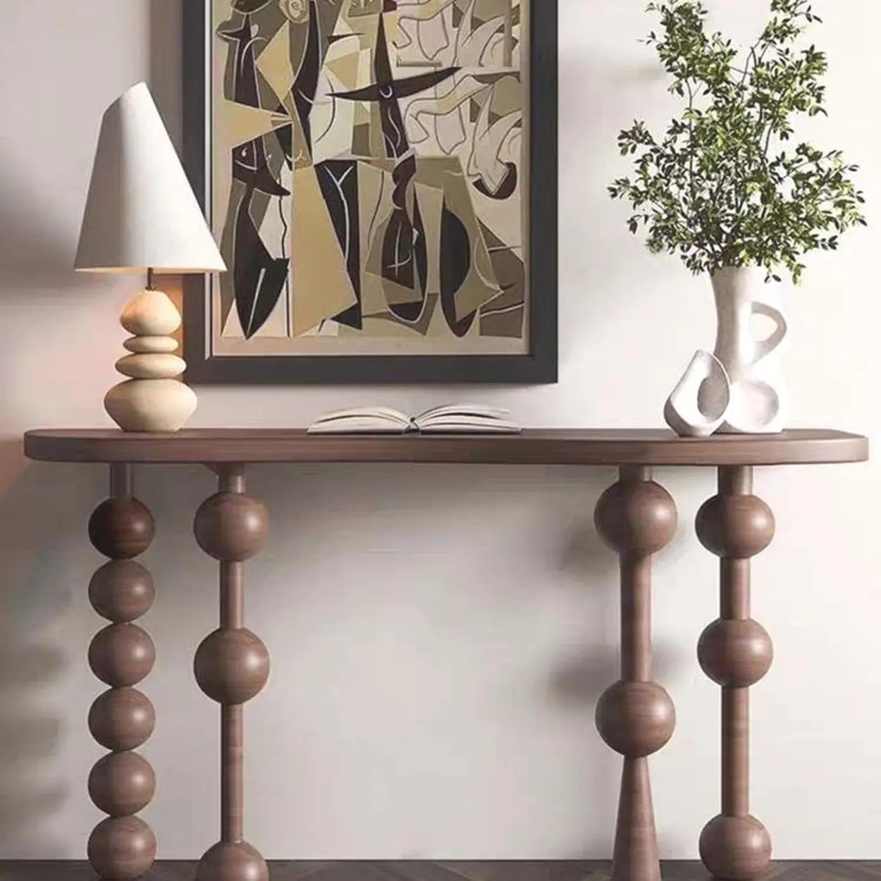 Lighom traditional turned-leg entry wood end & side tables — 55"L x 14"W x 35"H / Walnut