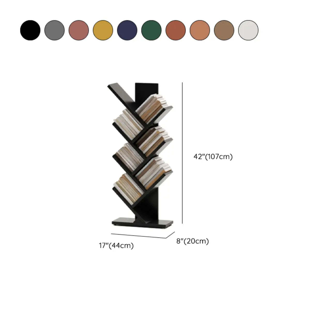 Artistic Vertical Rubberwood Branch Bookcase Black — Black