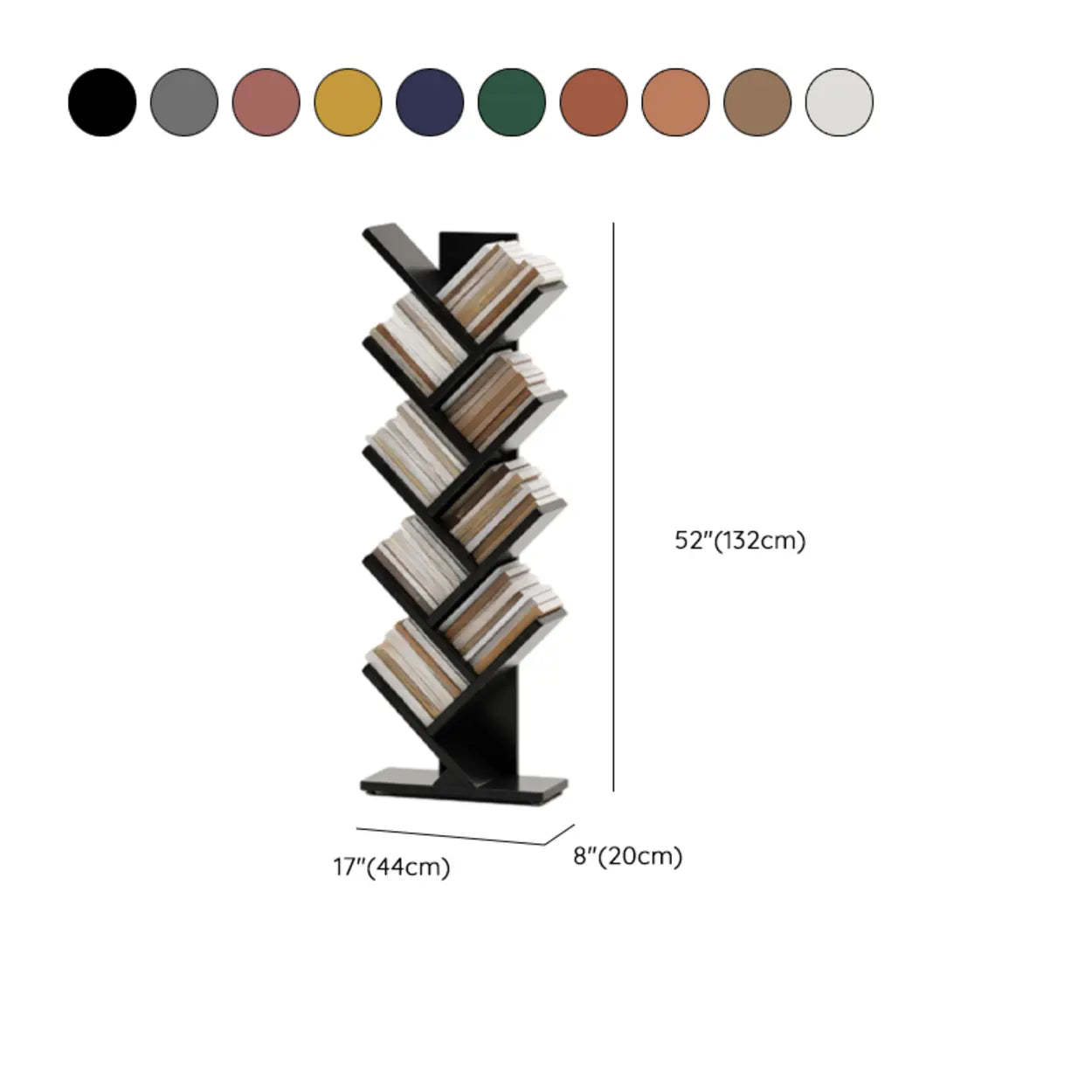 Artistic Vertical Rubberwood Branch Bookcase Black — Cream White
