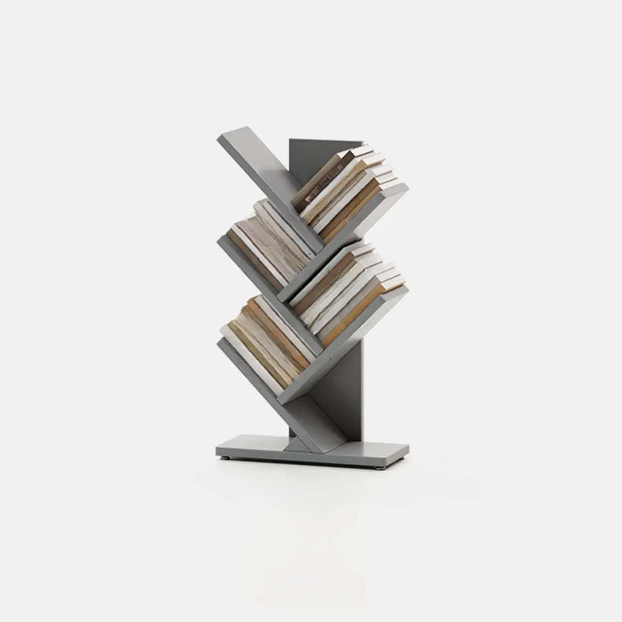 Artistic Vertical Rubberwood Branch Bookcase Black — Cream White