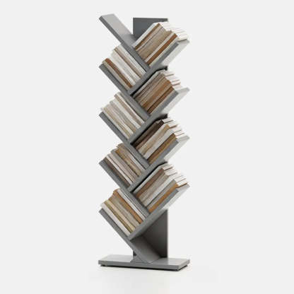 Artistic Vertical Rubberwood Branch Bookcase Black — Cherry Wood