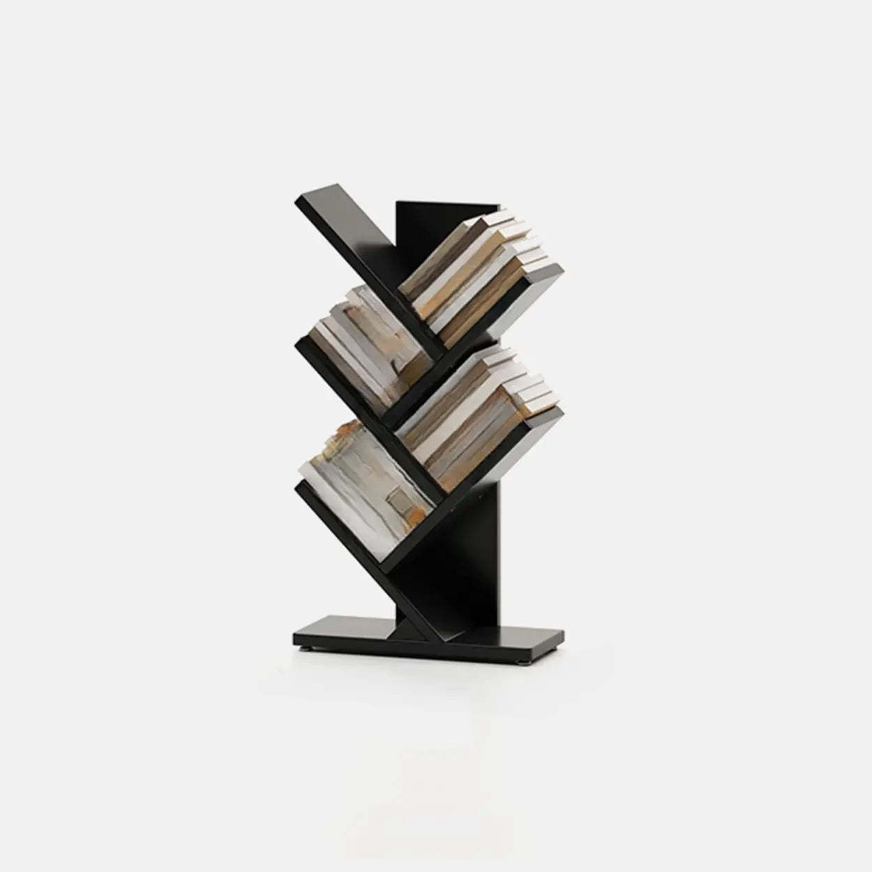 Artistic Vertical Rubberwood Branch Bookcase Black — Yellow