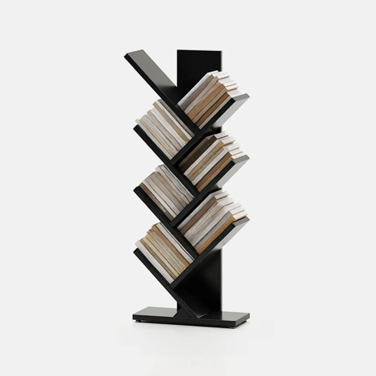 Artistic Vertical Rubberwood Branch Bookcase Black — Cherry Wood