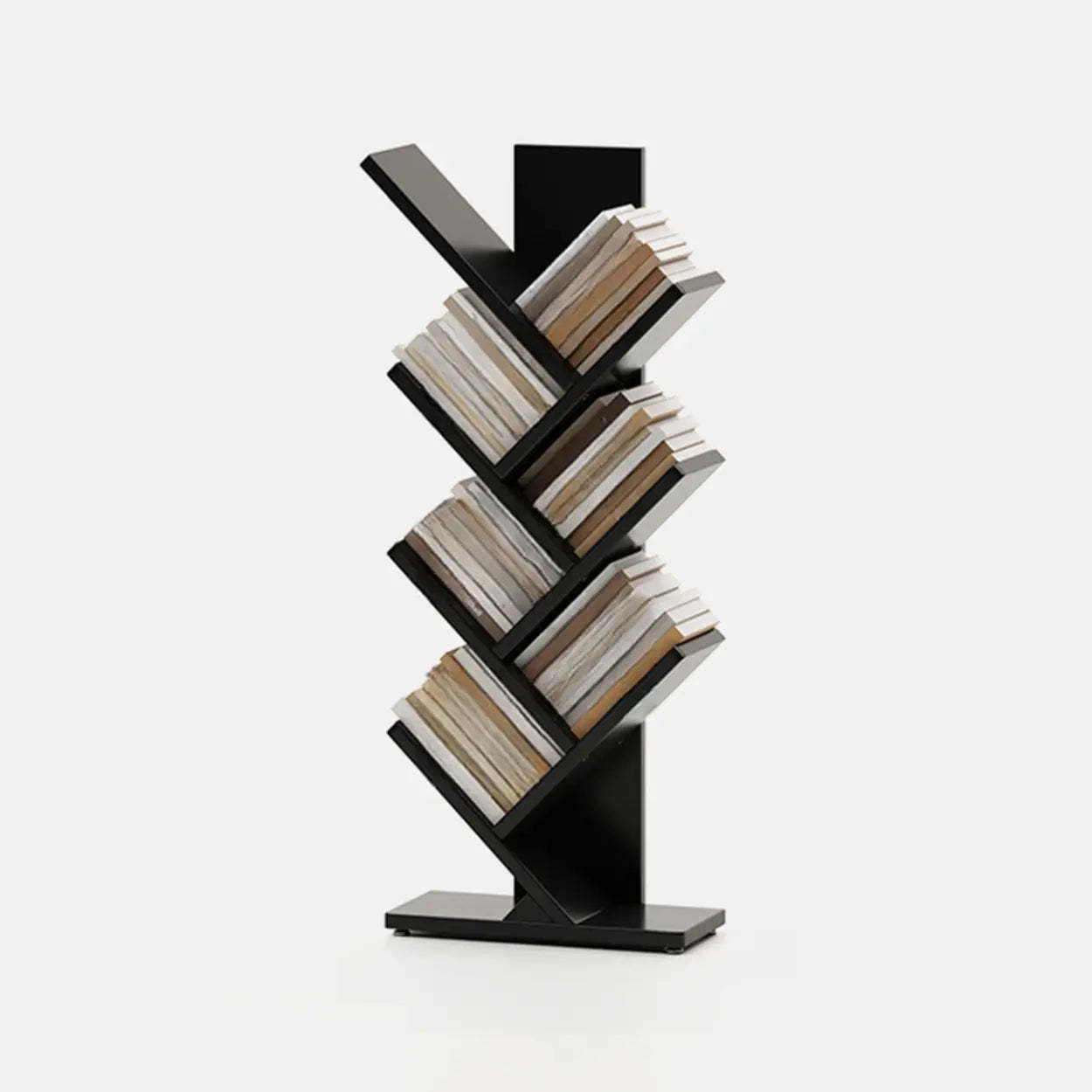 Artistic Vertical Rubberwood Branch Bookcase Black — Cherry Wood