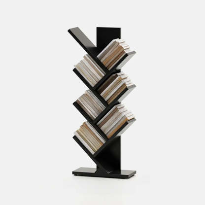 Artistic Vertical Rubberwood Branch Bookcase Black — Cherry Wood