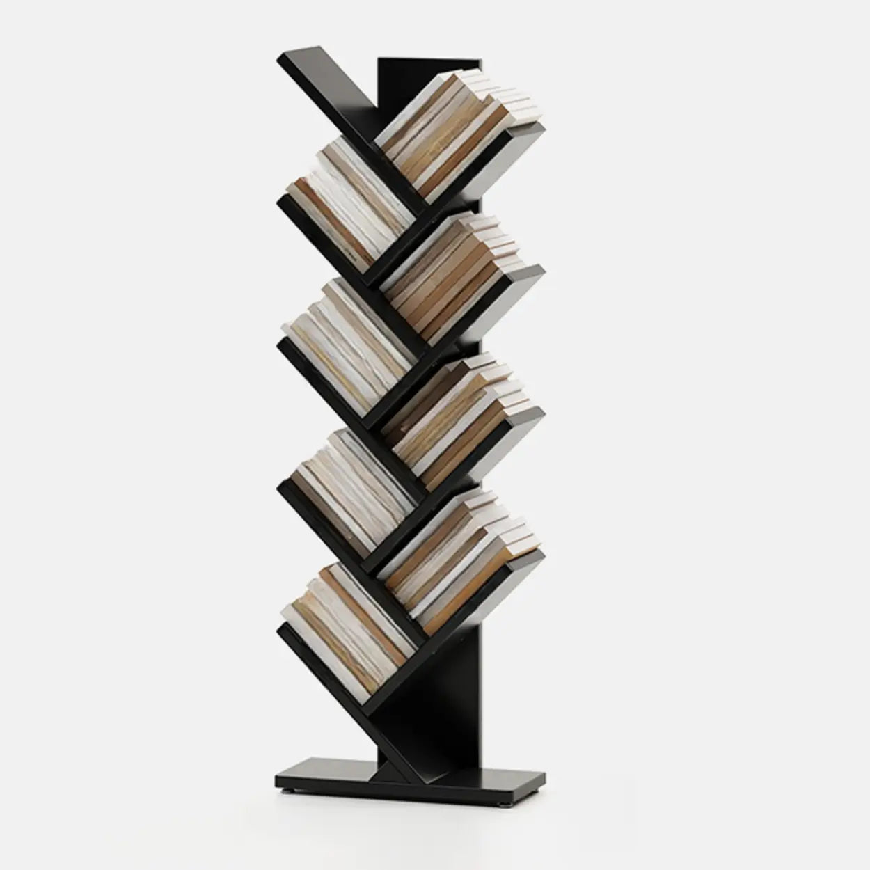 Artistic Vertical Rubberwood Branch Bookcase Black — Blue