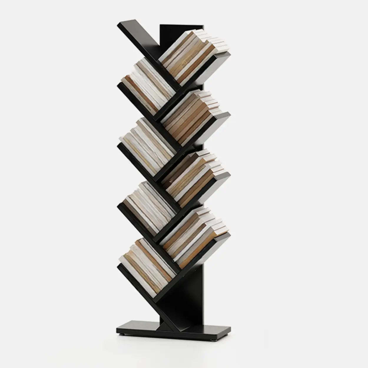 Artistic Vertical Rubberwood Branch Bookcase Black — Blue