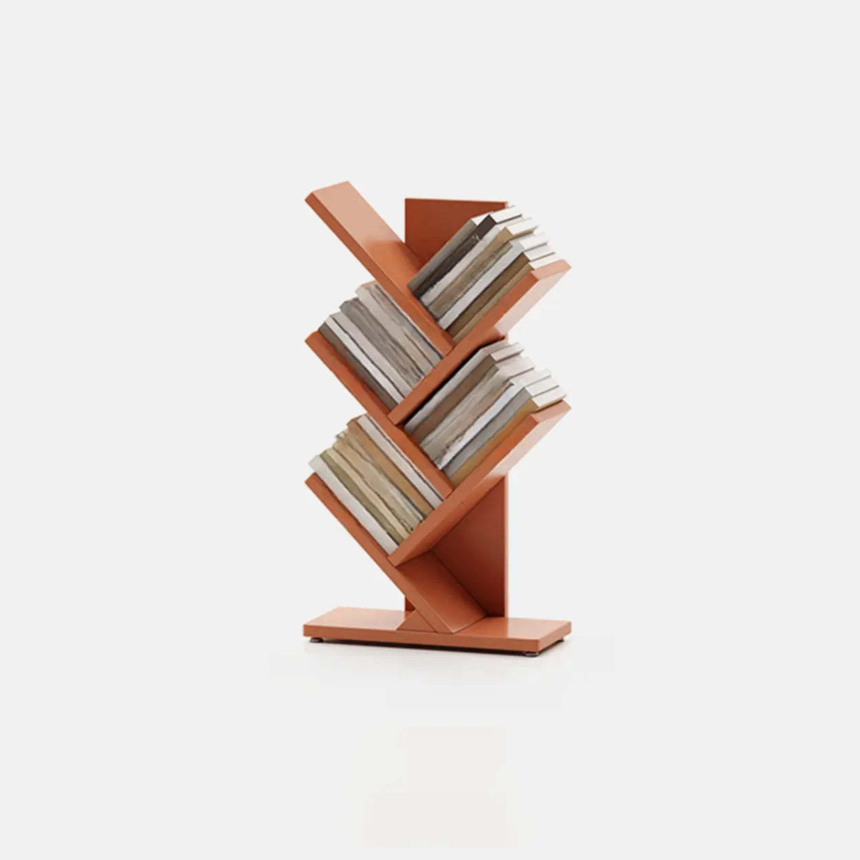 Artistic Vertical Rubberwood Branch Bookcase Black — Orange