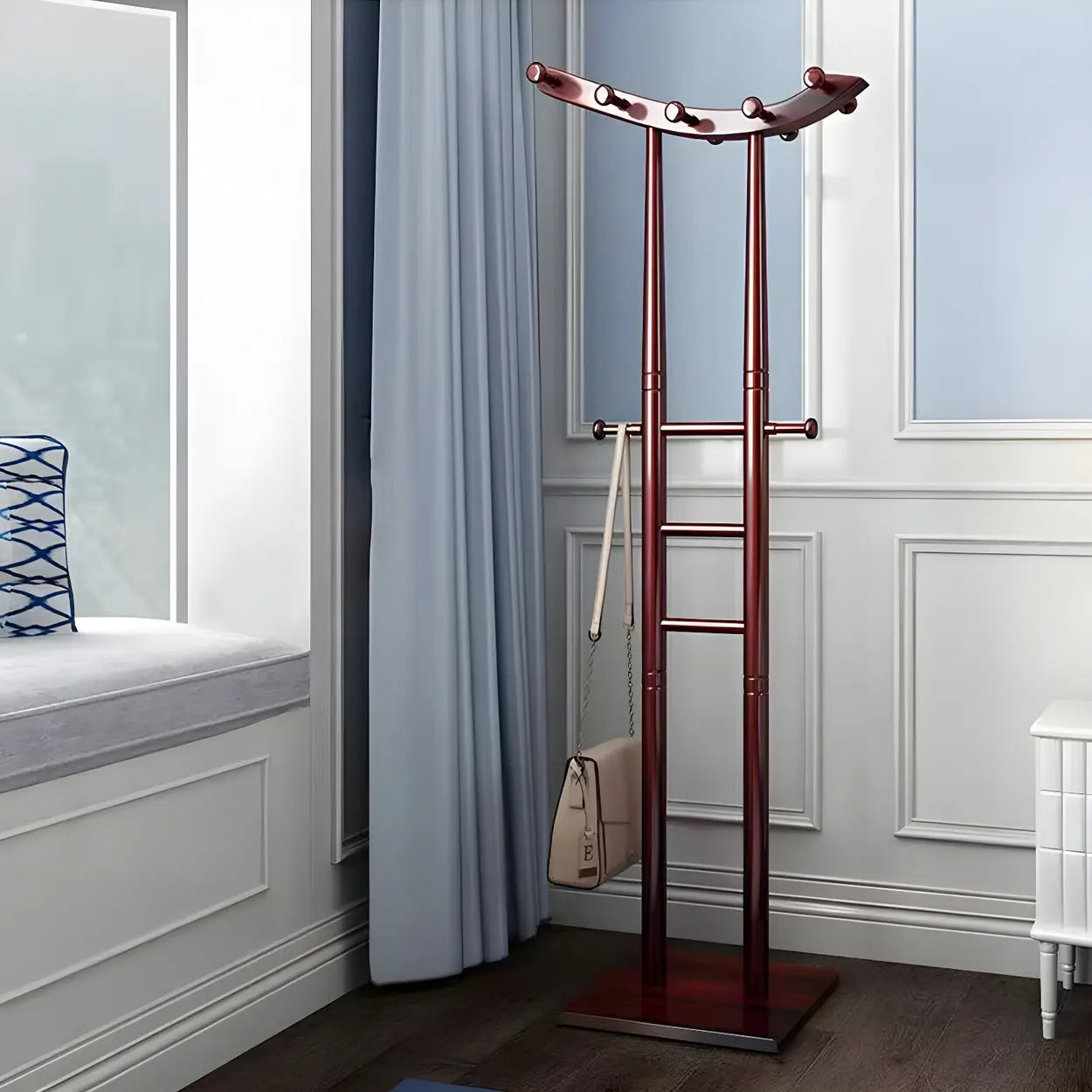 Artistic Wood Freestanding Coat Rack — White / Curve