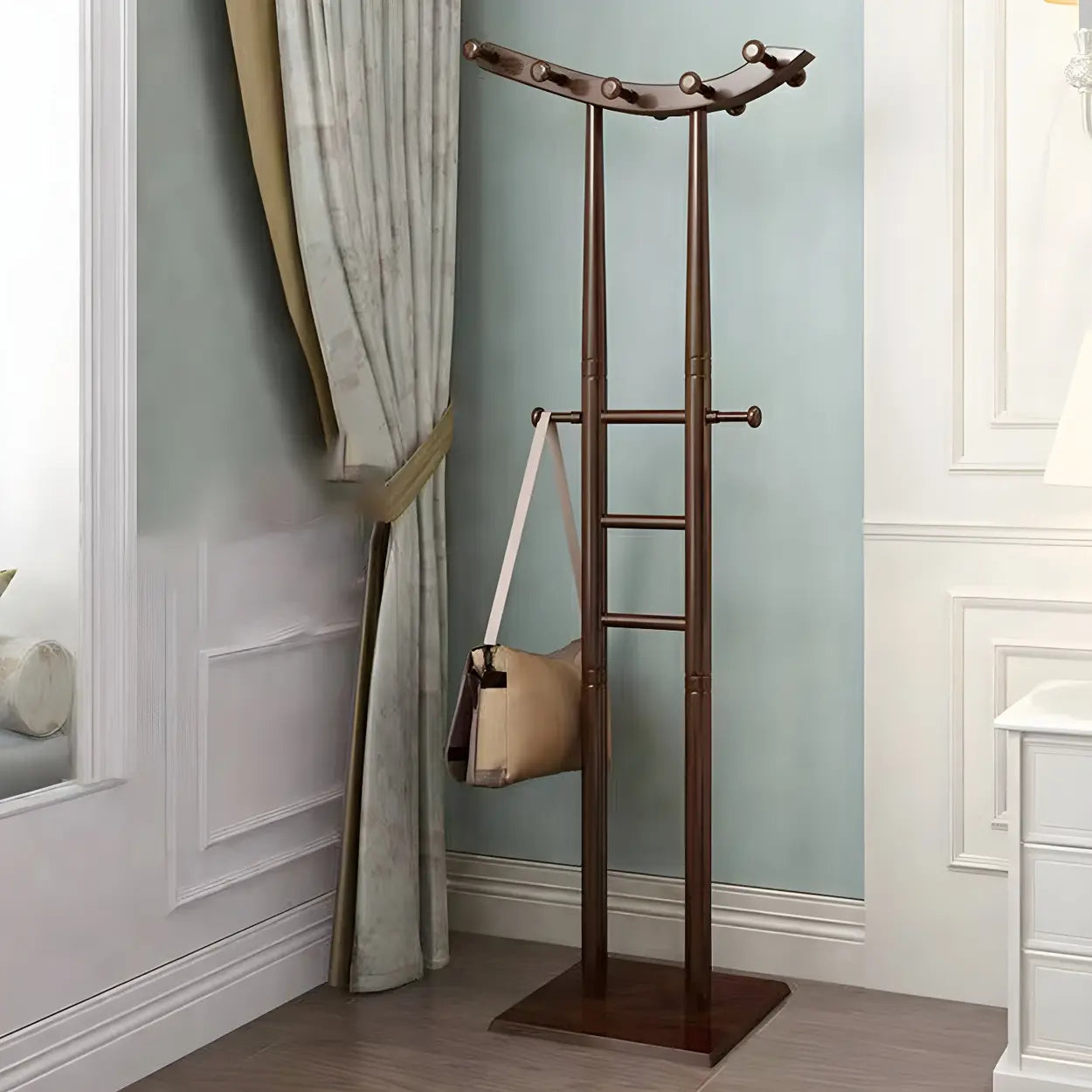 Artistic Wood Freestanding Coat Rack — Wood Color / Wave