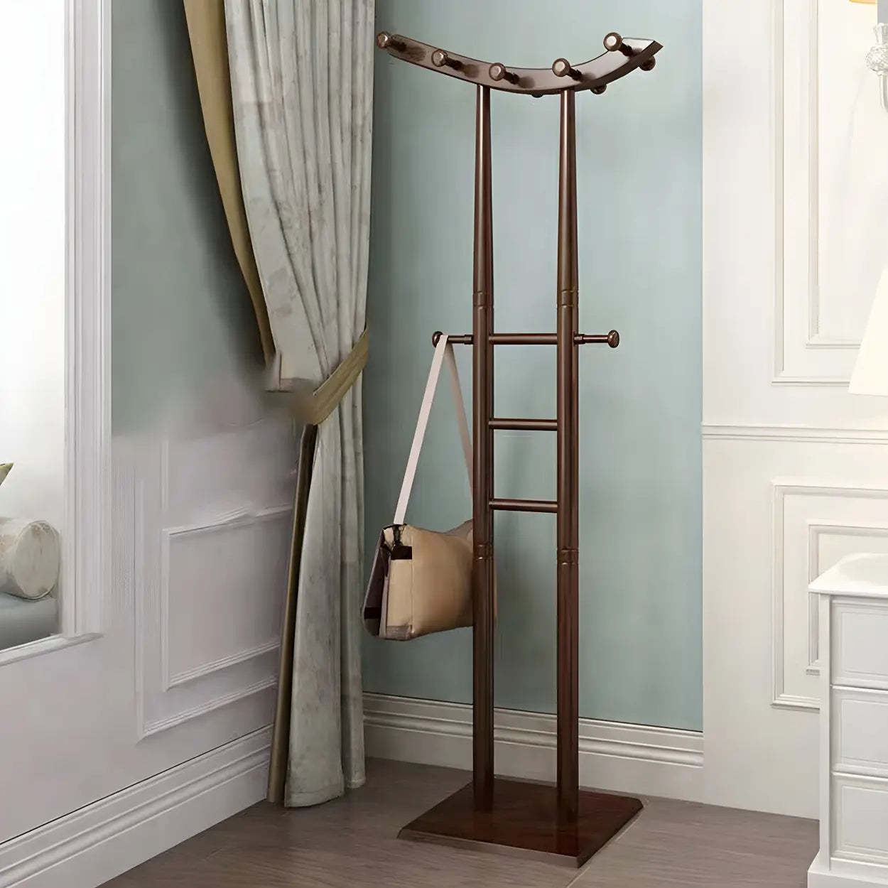 Artistic Wood Freestanding Coat Rack — Wood Color / Wave