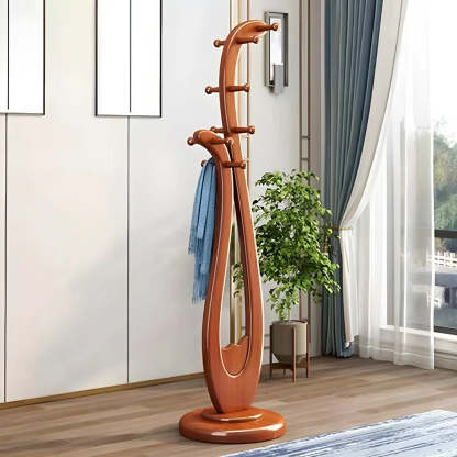 Artistic Wood Freestanding Coat Rack — Brown / Wave
