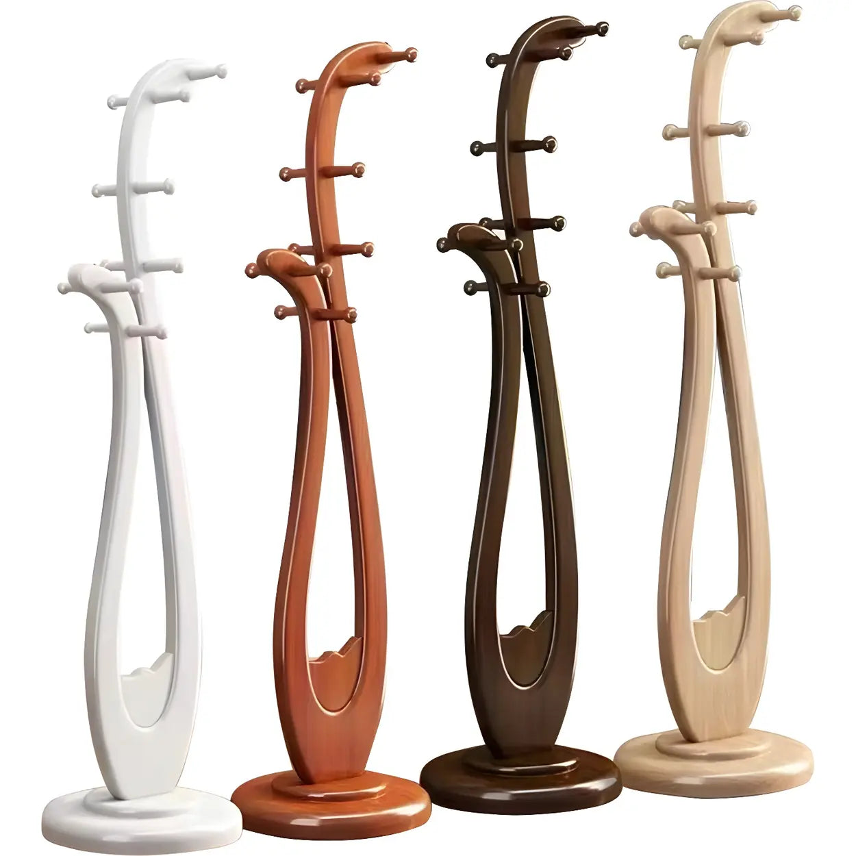Artistic Wood Freestanding Coat Rack — White / Arc