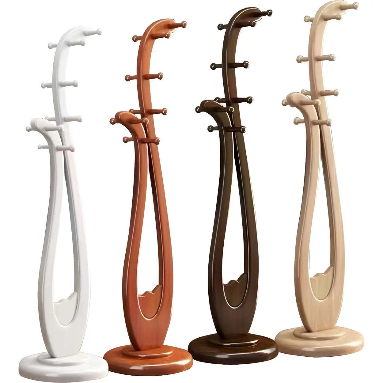 Artistic Wood Freestanding Coat Rack — White / Arc