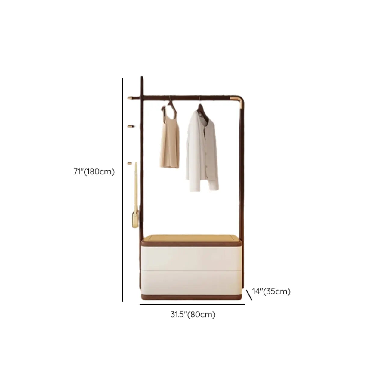 Ash Wood Freestanding Coat Rack with Drawers