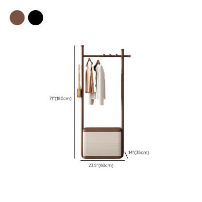 Ash Wood Freestanding Coat Rack with Drawers