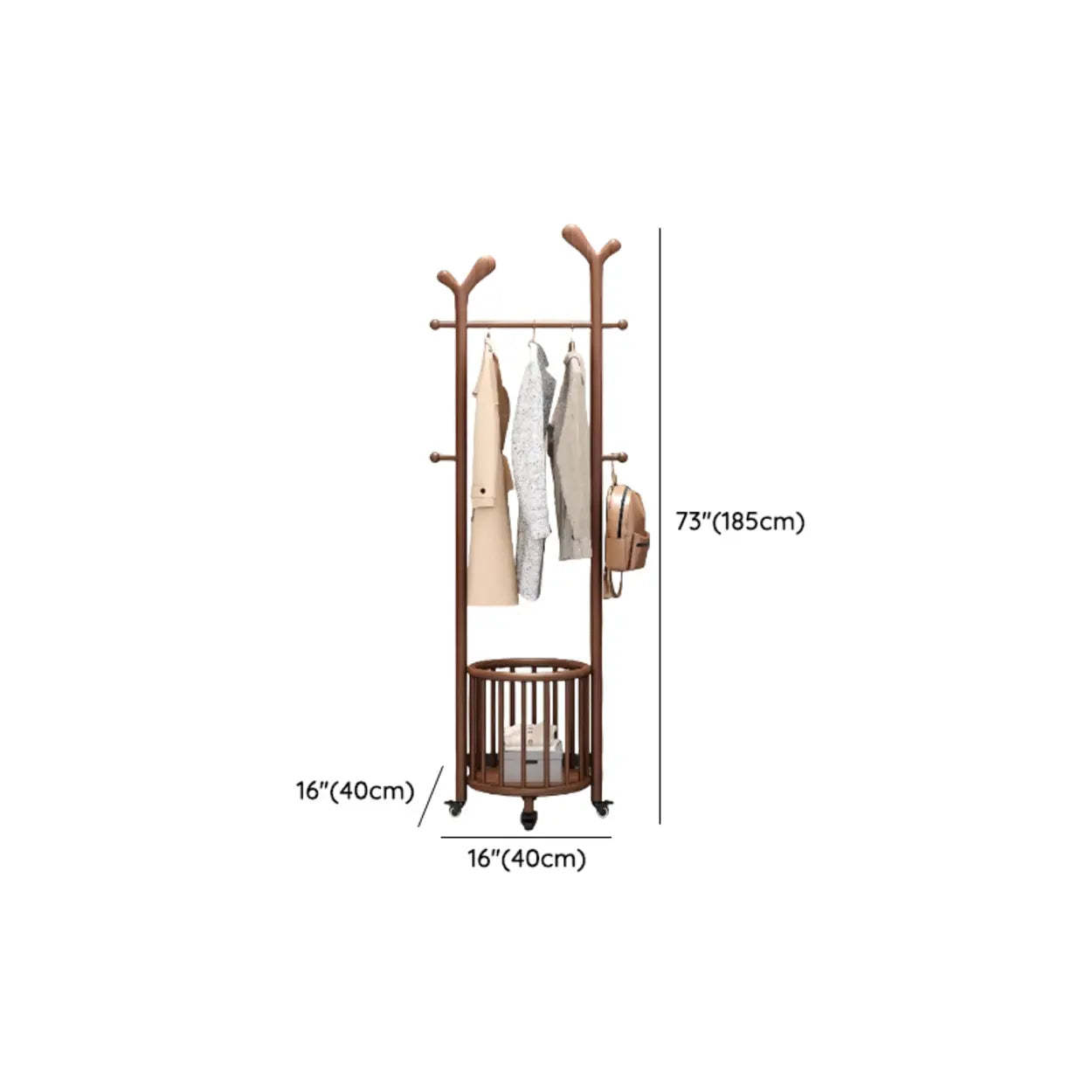Ash Wood Freestanding Coat Rack with Drawers