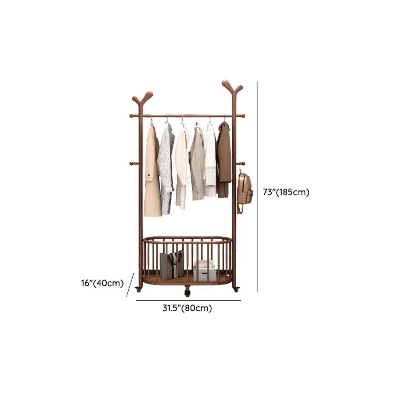 Ash Wood Freestanding Coat Rack with Drawers