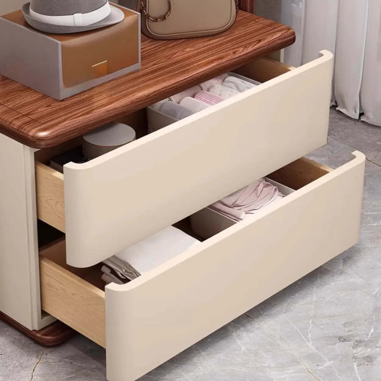 Ash Wood Freestanding Coat Rack with Drawers