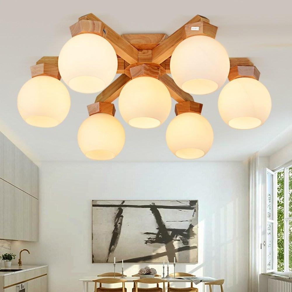 Nordic Wood LED Globe Chandelier