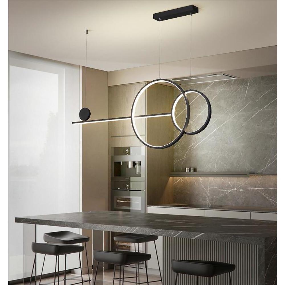 Large Small Circle With Linear Pendant Lighting Modern LED Kitchen Lighting-Lighom