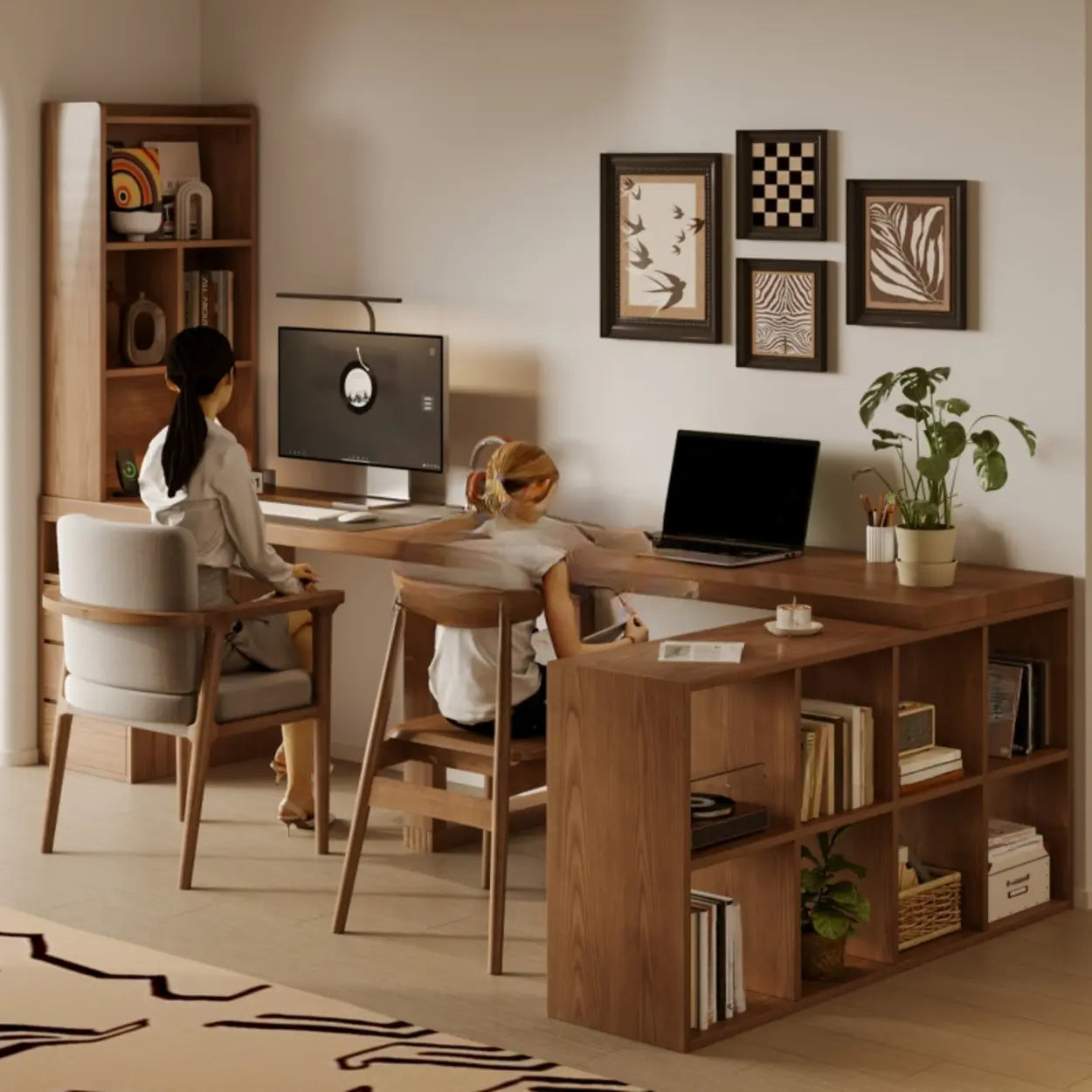 Auburn Wood Computer Desk with Drawers