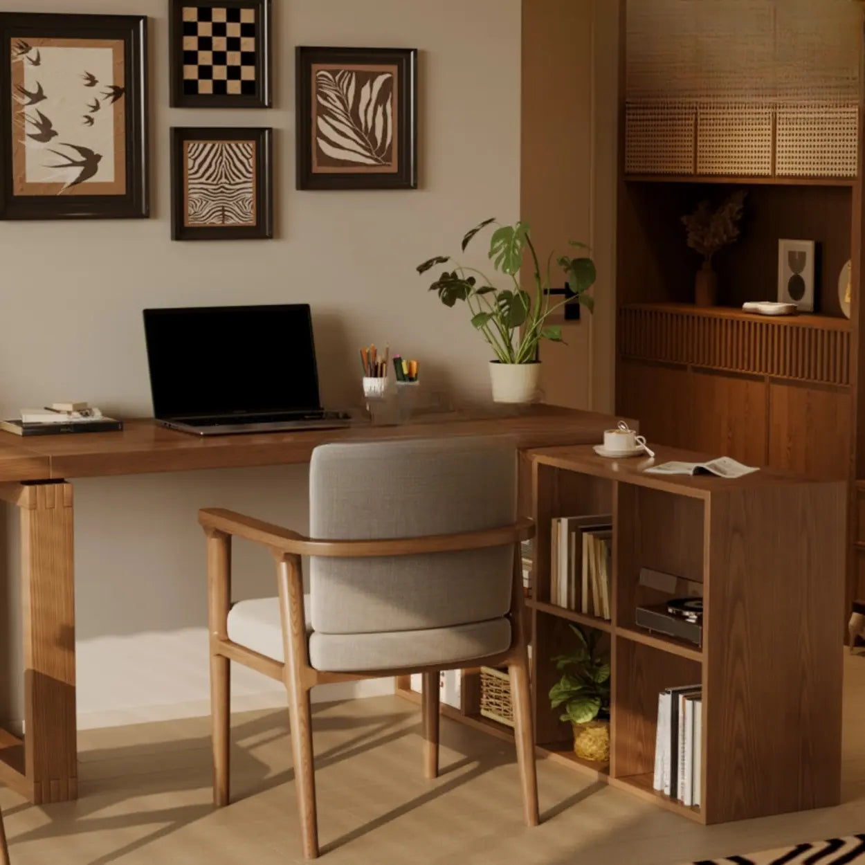 Auburn Wood Computer Desk with Drawers