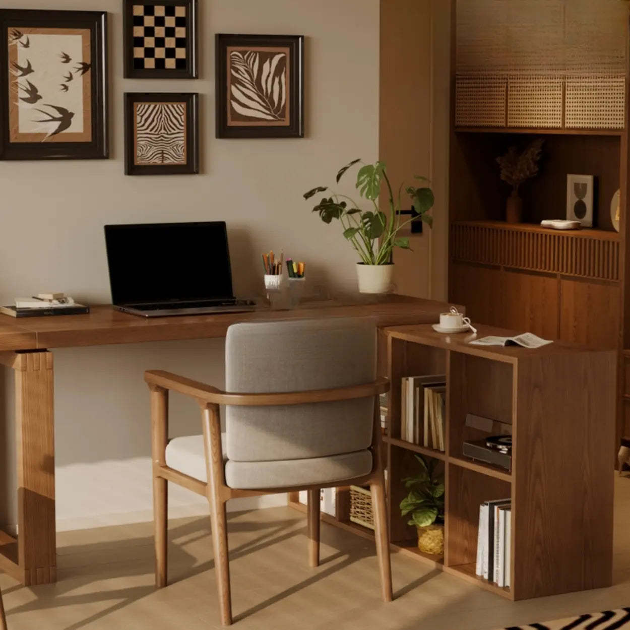 Auburn Wood Computer Desk with Drawers
